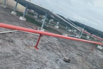 Red pipe close-up